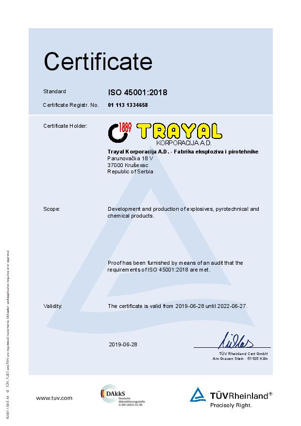 FEP Certifikat ISO 45001 - engleski