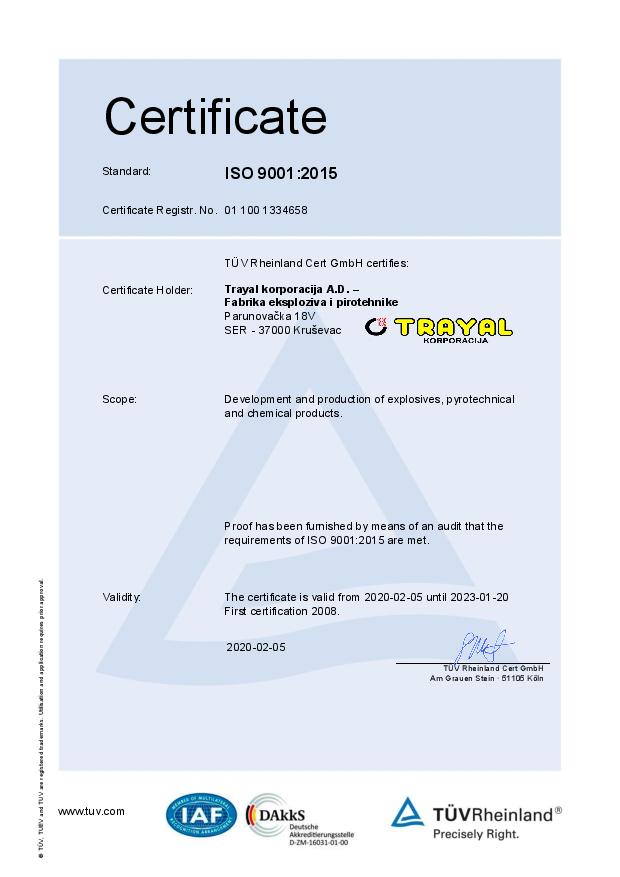 FEP Certifikat ISO 9001 - engleski