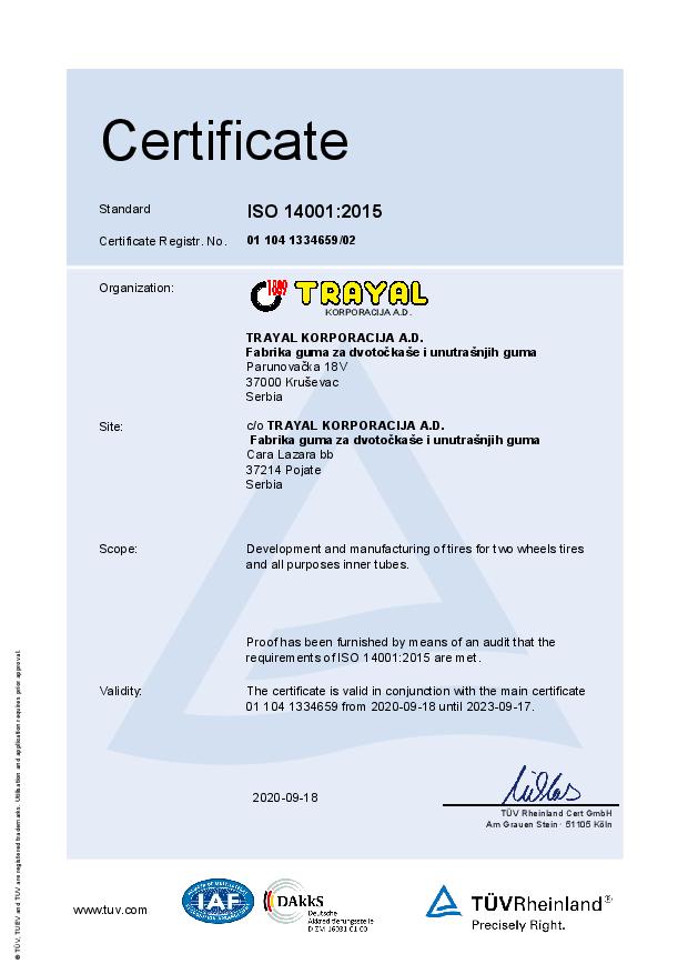 FGDUG Certifikat ISO 14001-engleski