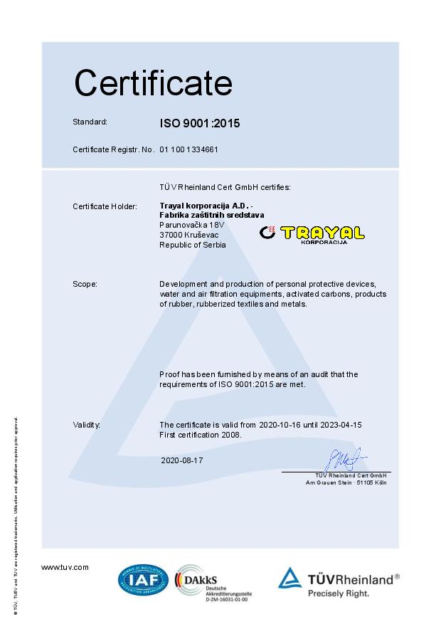 FZS Certifikat ISO 9001 - engleski